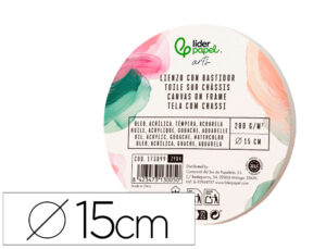 Tela de pintura redonda liderpapel tecido agrafado parte traseira algodão 100% borda madeira 15 cm gramagem 280g/m2