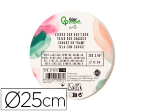 Tela de pintura redonda liderpapel tecido agrafado parte traseira algodão 100% borda madeira 25 cm gramagem 280g/m2