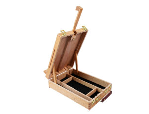 Cavalete de mesa para pintor liderpapel madeira de faia envernizada com maleta 39x26x13 cm certificado fsc