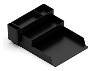 Bandeja de secretaria de plastico q-connect organizador de escritorio com 4 departamentos cor preto 115x240x323 mm