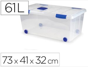 Contenedor plastico plasticforte n 7 transparente con tapa 61l 73x41x32 cm