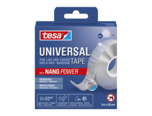 Fita adesiva tesa dupla face nano universal transparente 3 mt x 30 mm