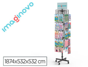 Autocolantes imaginovo expositor metalico giratorio com 40 ganchos ajustaveis sortido fechado 1874x532x532 mm