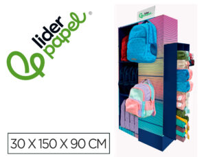 Mochilas e estojos liderpapel expositor de chao cartao com 77 unidades sortidas 30x150x90 cm
