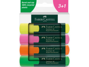 Marcador faber-castell neon txtlnr fluorescente caixa de 3 + 1 unidade grátis cores sortidas