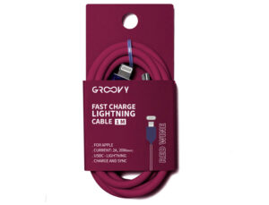 Cable groovy tipo c a apple lightning carga rapida longitud 1 mt color rojo