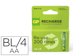 Pilha gp recarregável aa 1300 mah blister de 4 unidades