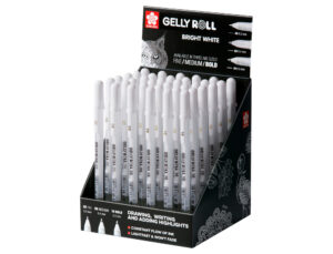 Marcador sakura gel gelly roll gel cor branco expositor de 36 unidades sortidas 05 mm 08 mm e 10 mm