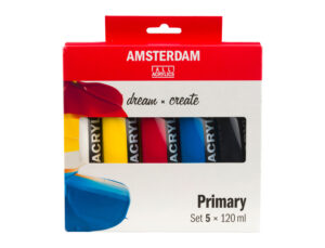 Pintura acrílica amsterdam tubo 120 ml caixa de 5 unidades cores básicas sortidas