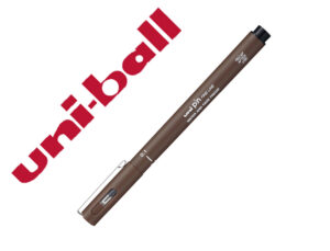 Marcador uniball pin caligrafado micrométrico 0,1 mm cor sépia