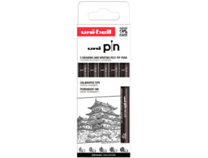 Marcador uniball pin calibrado micrométrico clássico i cor preto blister de 5 unidades