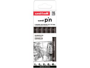Marcador uniball pin calibrado micrométrico clássico ii cor preto blister de 5 unidades