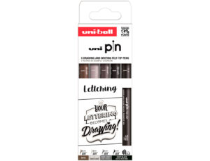 Marcador uniball pin lettering blister de 5 unidades cores sortidas