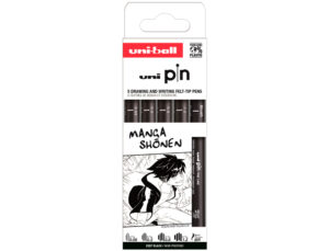 Marcador uniball pin manga shonen cor preto blister de 5 unidades