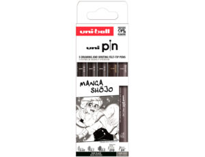 Marcador uniball pin manga shojo cor preto blister de 5 unidades