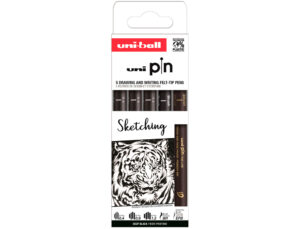 Marcador uniball pin sketching cor preto blister de 5 unidades