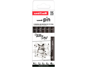 Marcador uniball pin tattoo art cor preto blister de 5 unidades