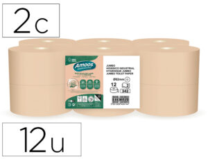 Papel higienico amoos naturally jumbo professional 2 folhas pasta cruda pack de 6 rolos 120 m