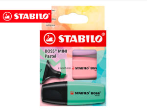 Marcador stabilo boss fluorescente mini pastel estojo de 3 unidades cores sortidas