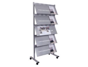 Separador movil rocada estructura metalica de acero con 5 bandejas incluidas ruedas con frenos 82x185x49