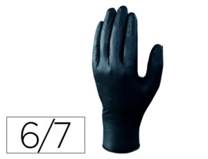 Luvas de nitrilo deltaplus quimico descartavel sem po tamanho 6/7 cor preto caixa de 100 unidades