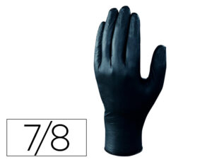 Luvas de nitrilo deltaplus quimico descartavel sem po tamanho 7/8 cor preto caixa de 100 unidades