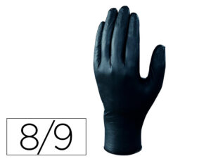Luvas de nitrilo deltaplus quimico descartavel sem po tamanho 8/9 cor preto caixa de 100 unidades