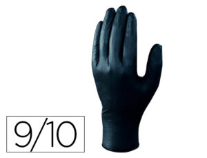 Luvas de nitrilo deltaplus quimico descartavel sem po tamanho 9/10 cor preto caixa de 100 unidades