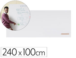 Pizarra blanca bi-office loop magnetica acero lacado sin marco 240x100 cm