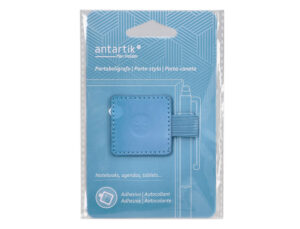 Porta esferografica autoadesivo antartik para caderno note com elastico ate 15 mm espessura 80 mm azul claro 40x40