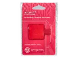 Porta esferografica autoadesivo antartik para caderno note com elastico ate 15 mm espessura 80 mm fucsia 40x40 mm