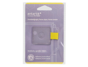 Porta esferografica autoadesivo antartik para caderno note com elastico ate 15 mm espessura 80 mm roxo e amarelo