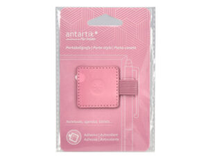 Porta esferografica autoadesivo antartik para caderno note com elastico ate 15 mm espessura 80 mm rosa 40x40 mm