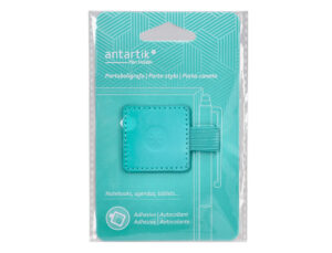 Porta esferografica autoadesivo antartik para caderno note com elastico ate 15 mm espessura 80 mm turquesa 40x40