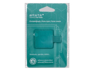 Porta esferografica autoadesivo antartik para caderno note com elastico ate 15 mm espessura 80 mm verde agua-marinha
