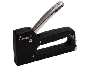 Grapadora q-connect clavadora manual ligera con cuerpo de plastico resistente color negro