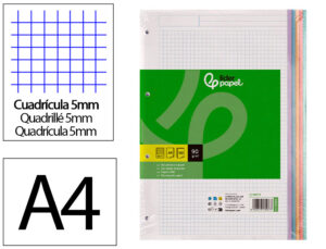 Recarga liderpapel a4 120 folhas 90 gr quadricula 5 mm 4 furos bandas de 5 cores pastel