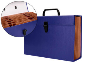 Mala classificadora liderpapel com fole e asa cartao forrado 19 departamentos 255x390x120 mm cor azul