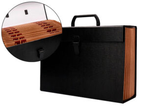 Mala classificadora liderpapel com fole e asa cartao forrado 19 departamentos 255x390x120 mm cor preto