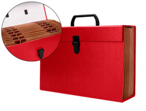 Mala classificadora liderpapel com fole e asa cartao forrado 19 departamentos 255x390x120 mm cor vermelho