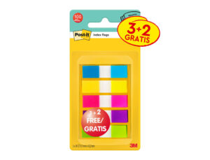 Bandas separadoras post-it pequena 11,9x43,2 mm dispensador 60 folhas+40 folhas gratis 5 cores sortidas
