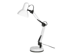 Lampara de escritorio q-connect polaris metalica coninterruptor brazo doble 3 articulaciones color blanco