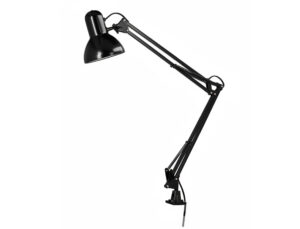 Lampara de escritorio q-connect antares metalica conpinza interruptor brazo doble 3 articulaciones color negro