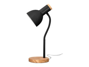 Lampara de escritorio q-connect orion metalica con detalles de madera interruptorflexible color negro