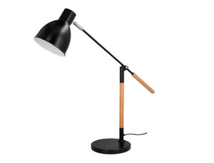 Lampara de escritorio q-connect deneb metalica con detalles de madera interruptor2 articulaciones color negro