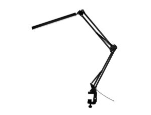 Lampara de escritorio q-connect sirio alumino con pinza y brazo articulado 8w 320 lm color negro