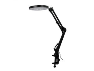 Lampara de escritorio q-connect arcturus aluminio con pinza y lupa brazo articulado 8w 38lm color negro