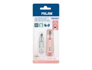 Fita corretora milan 5 mm x 6 m coleção 430 since 1918 rosa blister de 1 unidade + 1 recarga