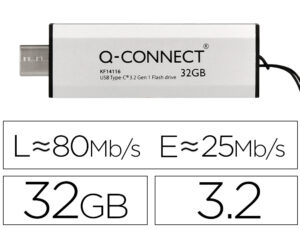 Pen drive usb q-connect flash drive 32 gb 3.2 tipo c