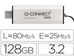 Pen drive usb q-connect flash drive 128 gb 3.2 tipo c